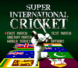Super International Cricket Title Screen
